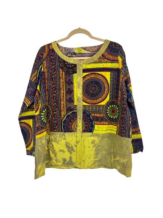 None Tops - ✨3/$30 Multicolor M Long-Sleeve Top Blouse Geometric Print Afrocentric Boho